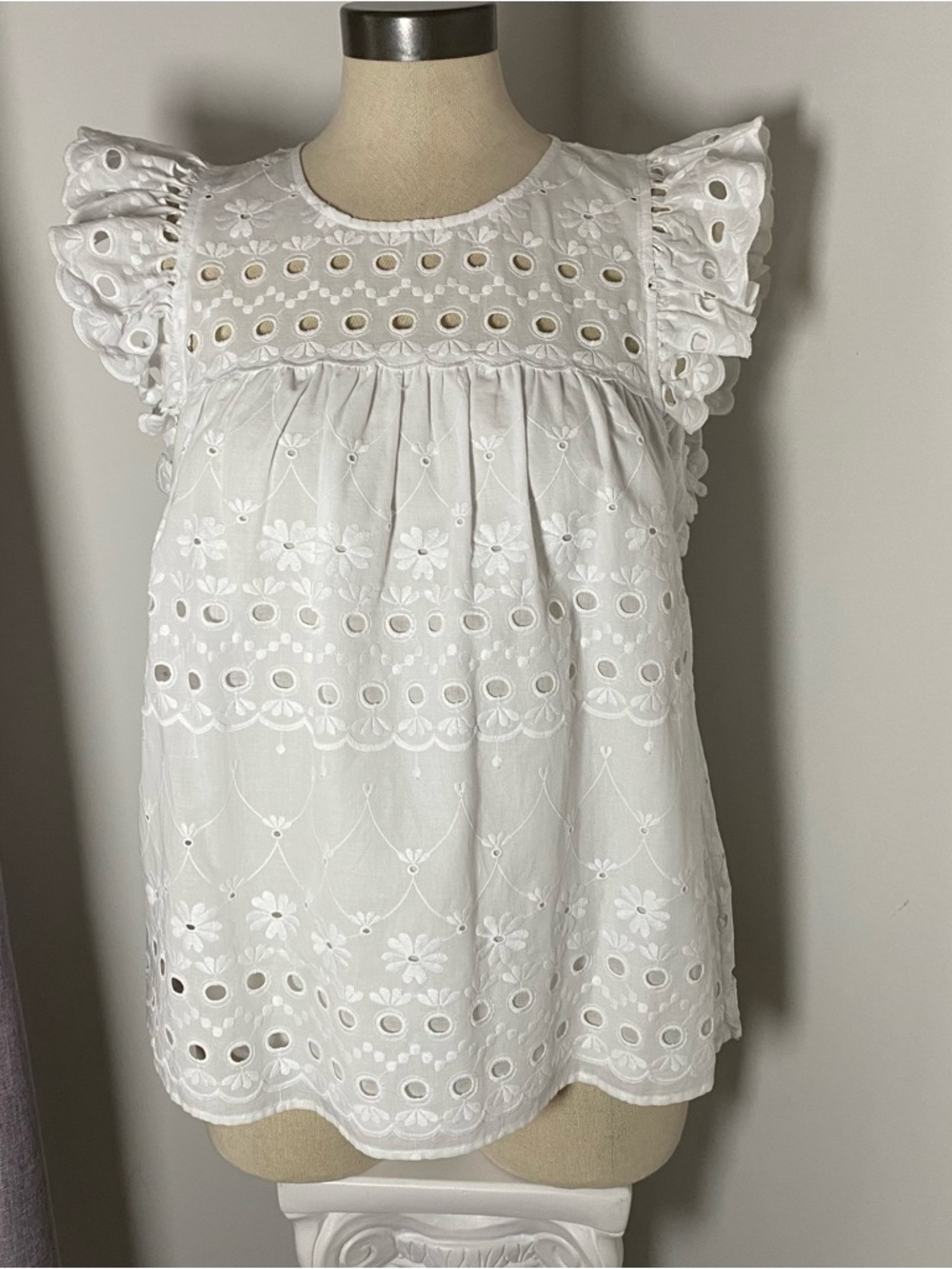 kate spade White Eyelet Floral Cotton Top